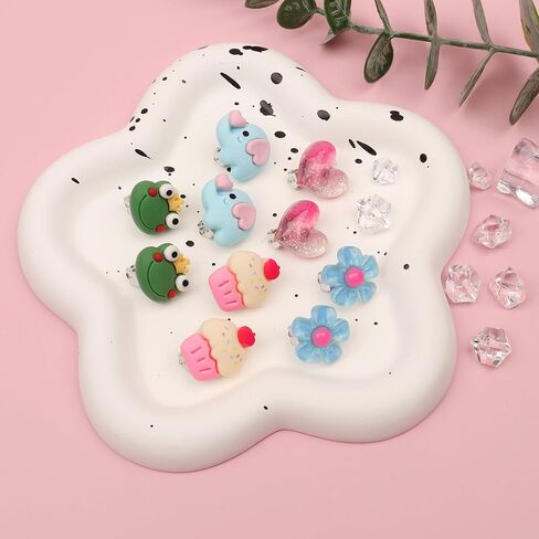 20 زوجًا من اقراط الاطفال بمشبك للبنات لا تسبب الحساسية، اقراط بمشبك لطيف بالوان قوس قزح وفراشة تودر للبنات الصغيرات in Kuwait