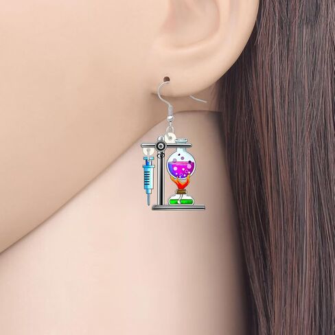 RAIDIN Acrylic Colorful Science Laboratory Microscope Teacher Dangle Earrings for Women Girls Biology Chemistry Teacher Appreciation Jewelry Gifts for Back to school in Kuwait