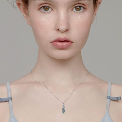 PELOVNY Birth Flower Cremation Jewelry for Ashes Sterling Silver with Teardrop/Heart Crystal Urn Necklace Memorial Keepsake Jewelry with Funnel Filler in Kuwait