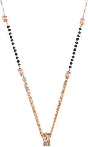 Shoshaa مطلية بالذهب الأسود مطرز أبيض CZ-Studded Mangalsutra ، معدن، بدون أحجار كريمة, معدن, بدون أحجار كريمة in Saudi Arabia