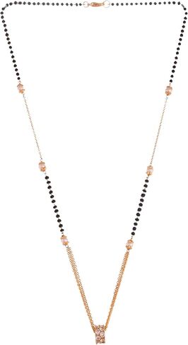 Shoshaa مطلية بالذهب الأسود مطرز أبيض CZ-Studded Mangalsutra ، معدن، بدون أحجار كريمة, معدن, بدون أحجار كريمة in Saudi Arabia