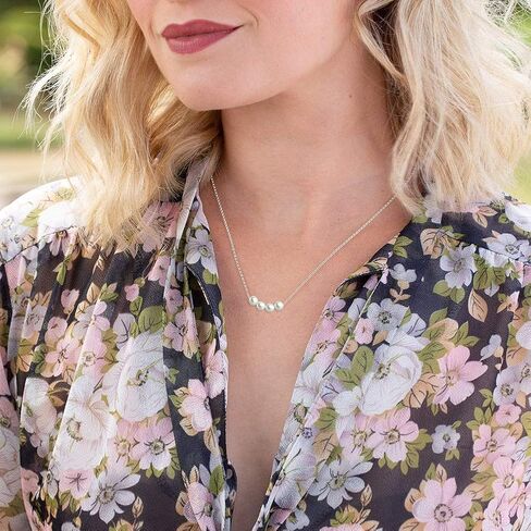 SOLINFOR 40th Birthday Gifts for Women - Sterling Silver Necklace - Four Pearls for Her 4 Decade - 40 Years Old Jewelry Gift Idea in Kuwait