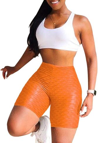 ALLUMK Womens Yoga Pants Stretchy Ruched Butt Lifting Workout Running Shorts Tummy Control in Kuwait