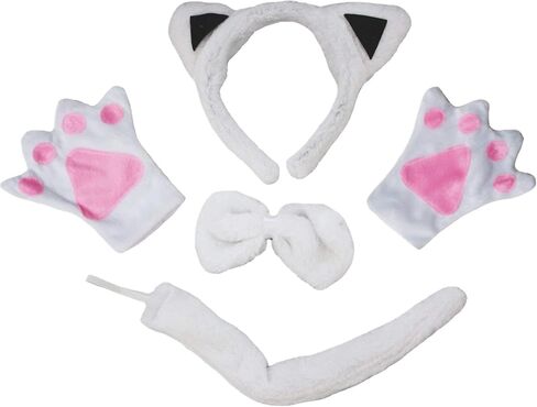 Petitebella Combined Cute Animal Headband Bowtie Tail 4pc Costume in Kuwait
