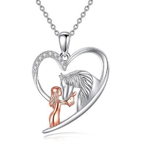 LUHE Animal Heart Necklace Sterling Silver Panda/Horse/Pig/Highland Cow/Axolotl/Fox/Elephant/Lion/Dragonfly/Flamingo/Koala Bear/Sloth/Frog Necklace Animal Jewelry Gifts for Women Girls in Kuwait