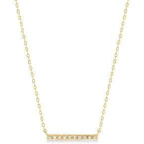 Diamond Bar Necklace for Women | 14k Real Gold French Set Diamond Bar Necklace | 14k Gold Long Bar Pendant Necklace | Delicate Diamond Jewelry | Gifts for Birthday, 18" in Saudi Arabia