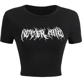 Floerns Women's Letter Graphic Print Short Sleeve Tee Shirt Crop Top