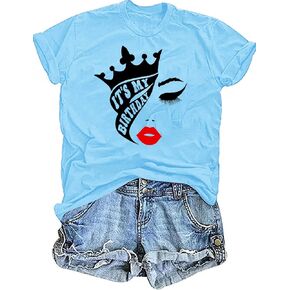 Birthday Shirts for Women Its My Birthday T Shirt Birthday Graphic Shirt Happy Birthday Shirt Short Sleeve Tee Tops