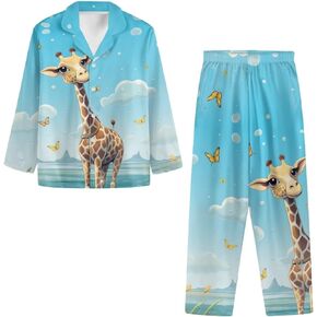 طقم بيجامات نسائية من Upetstory ملابس نوم بأكمام طويلة وأزرار سفلية in Kuwait