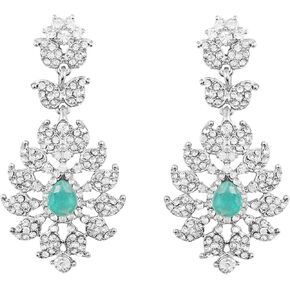Touchstone Indian Bollywood Glamorous Handcrafted contemporary Designer Jewelry long Chandelier Earrings In Rhinestone crystal Gold or Silver Tone For Women.