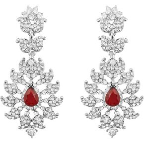 Touchstone Indian Bollywood Glamorous Handcrafted contemporary Designer Jewelry long Chandelier Earrings In Rhinestone crystal Gold or Silver Tone For Women.