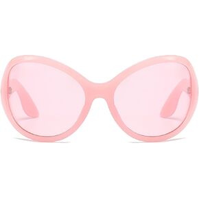 VIA LEECA Trendy Oversized Y2k Sunglasses For Women Men, Oval Wrap Around Sun Glasses