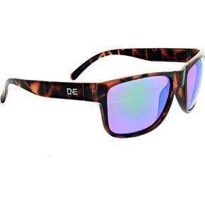Optic Nerve - 2022 Premium & Affordable Non-Polarized Wrap-Around Rectangle Sunglasses for Men/Women, Kingfish Edition with Shiny Dark Demi Frame/Smoke/Green Mirror Lens
