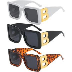 NLEYANB 3 Pieces Oversized Square Big B Designer Trend Sunglasses for Women Men UV400 in Kuwait