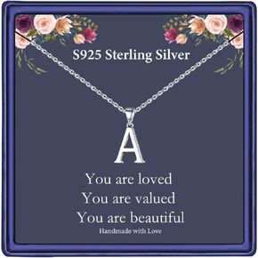 Hidepoo S925 Sterling Silver Initial Necklaces for Women Girls, Dainty Sterling Silver Initial Necklace Girls Gifts Letter Pendant Necklace Personalized Initial Necklaces for Women Teen Girls Jewelry in Kuwait