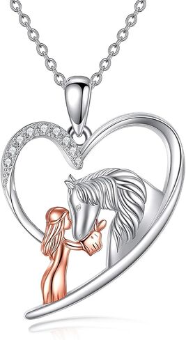 LUHE Animal Heart Necklace Sterling Silver Panda/Horse/Pig/Highland Cow/Axolotl/Fox/Elephant/Lion/Dragonfly/Flamingo/Koala Bear/Sloth/Frog Necklace Animal Jewelry Gifts for Women Girls in Kuwait