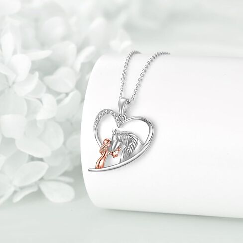 LUHE Animal Heart Necklace Sterling Silver Panda/Horse/Pig/Highland Cow/Axolotl/Fox/Elephant/Lion/Dragonfly/Flamingo/Koala Bear/Sloth/Frog Necklace Animal Jewelry Gifts for Women Girls in Kuwait