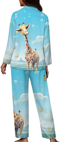 طقم بيجامات نسائية من Upetstory ملابس نوم بأكمام طويلة وأزرار سفلية in Kuwait