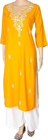 Chandrakala Women's Embroidered Indian Ethnic Tunic Top Kurti Kurta Pant Set (K215) in Saudi Arabia
