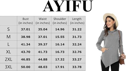 AYIFU Womens Long Sleeve Tunic Hoodies Irregular Hem Hoody Casual Solid Tops with Pocket in Saudi Arabia
