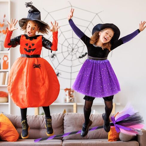 NSVJVY 3 قطع من قفازات مكنسة الساحرة للهالوين، مجموعة تنورة توتو مخططة، قفازات ساحرة لزي الهالوين، من أجل هدايا الهالوين التنكرية in Kuwait