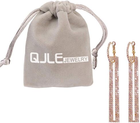 QJLE هندسية مستطيلة مكعب زركونيا حجر الراين طويلة قطرة استرخى أقراط للنساء مثقوب هيبوالرجينيك in Kuwait