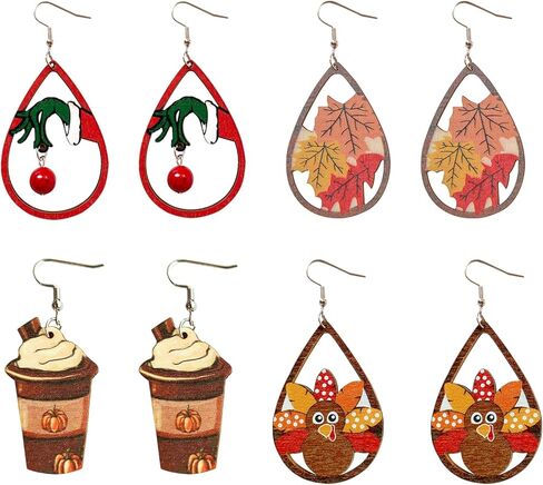 Christmas Thanksgiving Fall Set Earrings for Women Girls Christmas Set Dangle Earring Holiday Gift Jewelry in Kuwait
