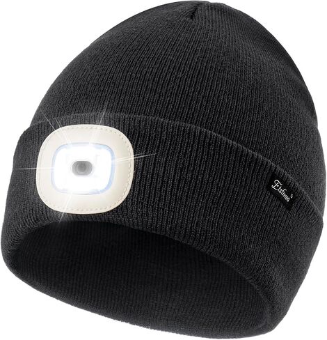 Etsfmoa Unise Beanie with The Light,Gifts for Men Dad Father, USB Rechargeable LED Headlamp Warm Knit Hat in Kuwait