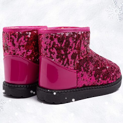 techcity Boys Girls Winter Warm Snow Boots Sequin Fur Lined Waterproof Boot Glitter Princess Outdoor Shoes(Toddler/Little Kid) in Saudi Arabia
