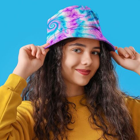 Silkfly 20 Pcs Cotton White Bucket Hat for Tie Dying Tie Dye Kit Items Things to Tie Dye Blank Cotton Packable Sun Hat with Accessories for Large Groups Party Tie Dye DIY Project in Kuwait