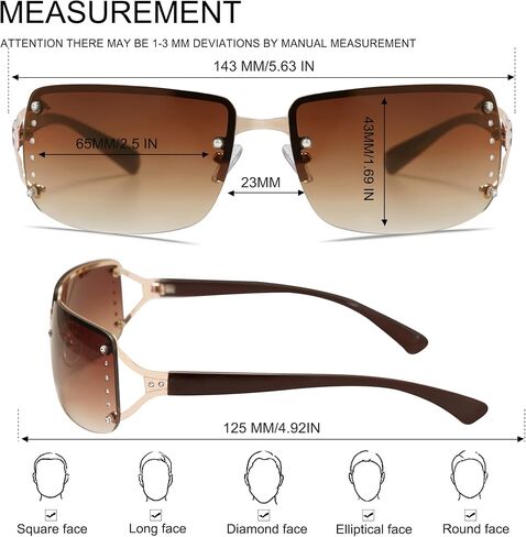 VANLINKER Stylish Rimless Frameless Rectangle Sunglasses for Women in Kuwait