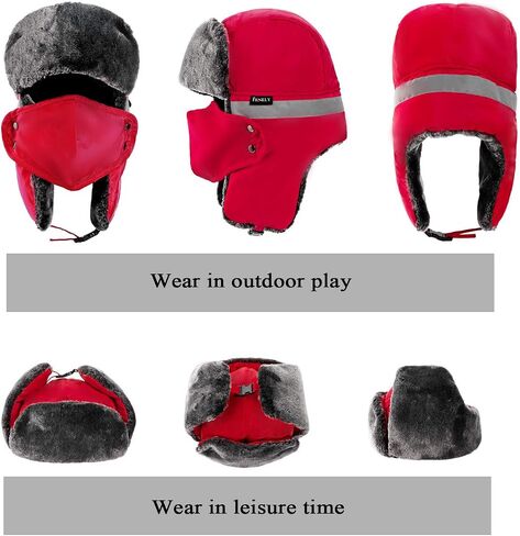 Winter Bomber Trapper Hats Ushanka - Men Women Russian Trooper Ear Flaps Hunting Face Masks Ski Snow Cold Weather in Saudi Arabia