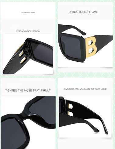 NLEYANB 3 Pieces Oversized Square Big B Designer Trend Sunglasses for Women Men UV400 in Kuwait
