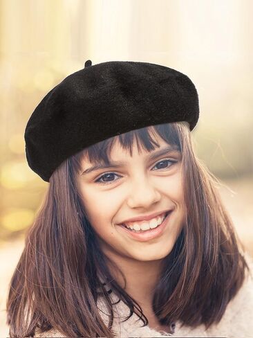 SATINIOR Beret Hat Kids Beret French Beanie Cap Artist Wool Hat Girls Beret Artist Costume for Children Kids Girls in Kuwait