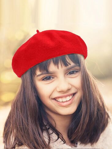 SATINIOR Beret Hat Kids Beret French Beanie Cap Artist Wool Hat Girls Beret Artist Costume for Children Kids Girls in Kuwait