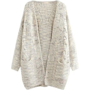 futurino Knit Cardigan Women's Chunky Open Front Outwear Cover Up with Pockets