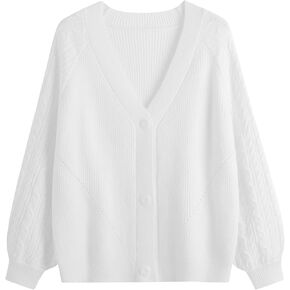 GABERLY Button Down Thickened Sweaters V Neck Open Front Loose Oversized Cardigans Knit Outwear for Women
