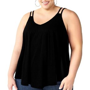 بالإضافة إلى حجم تانك القمم للنساء فلوي الخامس الرقبة السباغيتي حزام بروتيل الصيف بلا أكمام بلوزة عادية in Kuwait