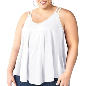 Plus Size Tank Tops for Women Flowy V Neck Spaghetti Strap Camisole Summer Sleeveless Casual top