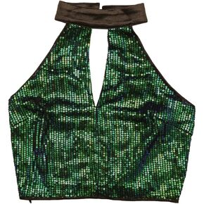 Allegra K Sequin Crop Top for Women's Slim Fit Cut Out Front Halter Neck Party Top in Kuwait
