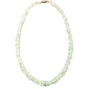 Native Treasure Mens and Womens Good Karma Rugged Surfer Tropical Beach White Rose Clam Chips Puka Shell Necklace in Kuwait