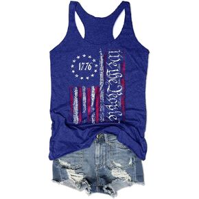 We The People American Flag Tank Tops Women 4th of July Shirts Sleeveless USA Graphic Patriotic Tees