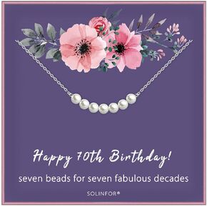 SOLINFOR 70th Birthday Gifts for Women - Sterling Silver Necklace Seven Pearls for Her 7 Decades - 70 Years Old Jewelry Gift Idea (70th) in Kuwait