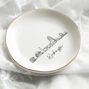 COLLECTIVE HOME - Skyline Jewelry Dish, Ceramic Trinket Dish, Landscape Jewelry Tray, Decorative City View Plate for Rings Earrings Necklaces Bracelet Watch Keys (New York)