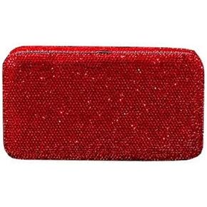 Bestbling Bling Crystal Leather Portable Travel Jewelry Box Organizer Display Storage Case for Rings Earrings Necklace (Red)