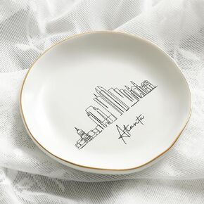 COLLECTIVE HOME - Skyline Jewelry Dish, Ceramic Trinket Dish, Landscape Jewelry Tray, Decorative City View Plate for Rings Earrings Necklaces Bracelet Watch Keys (New York) in Kuwait