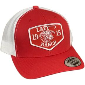 قبعة بيسبول من Lazy J Ranch Wear Western Cowboy Baseball Cap Red & White 3. 5" Red Ranch Patch Cap in Kuwait