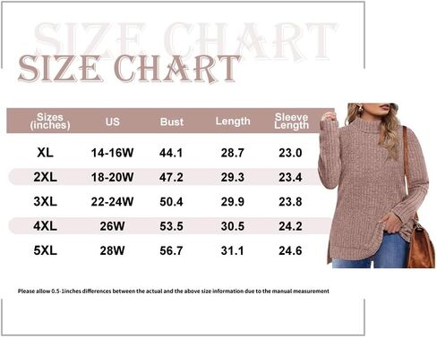 CARCOS Womens Plus Size Tops Long Sleeve Shirts Round/V Neck Tunics Solid Casual Lightweight Pullover Sweaters Fall XL-5XL in Saudi Arabia