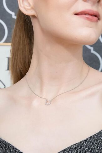 B. BRILLIANT Sterling Silver Necklace for Women Short Cubic Zirconia Horseshoe Necklaces for Girls Teens Stacking Holiday Birthday in Kuwait