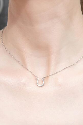 B. BRILLIANT Sterling Silver Necklace for Women Short Cubic Zirconia Horseshoe Necklaces for Girls Teens Stacking Holiday Birthday in Kuwait